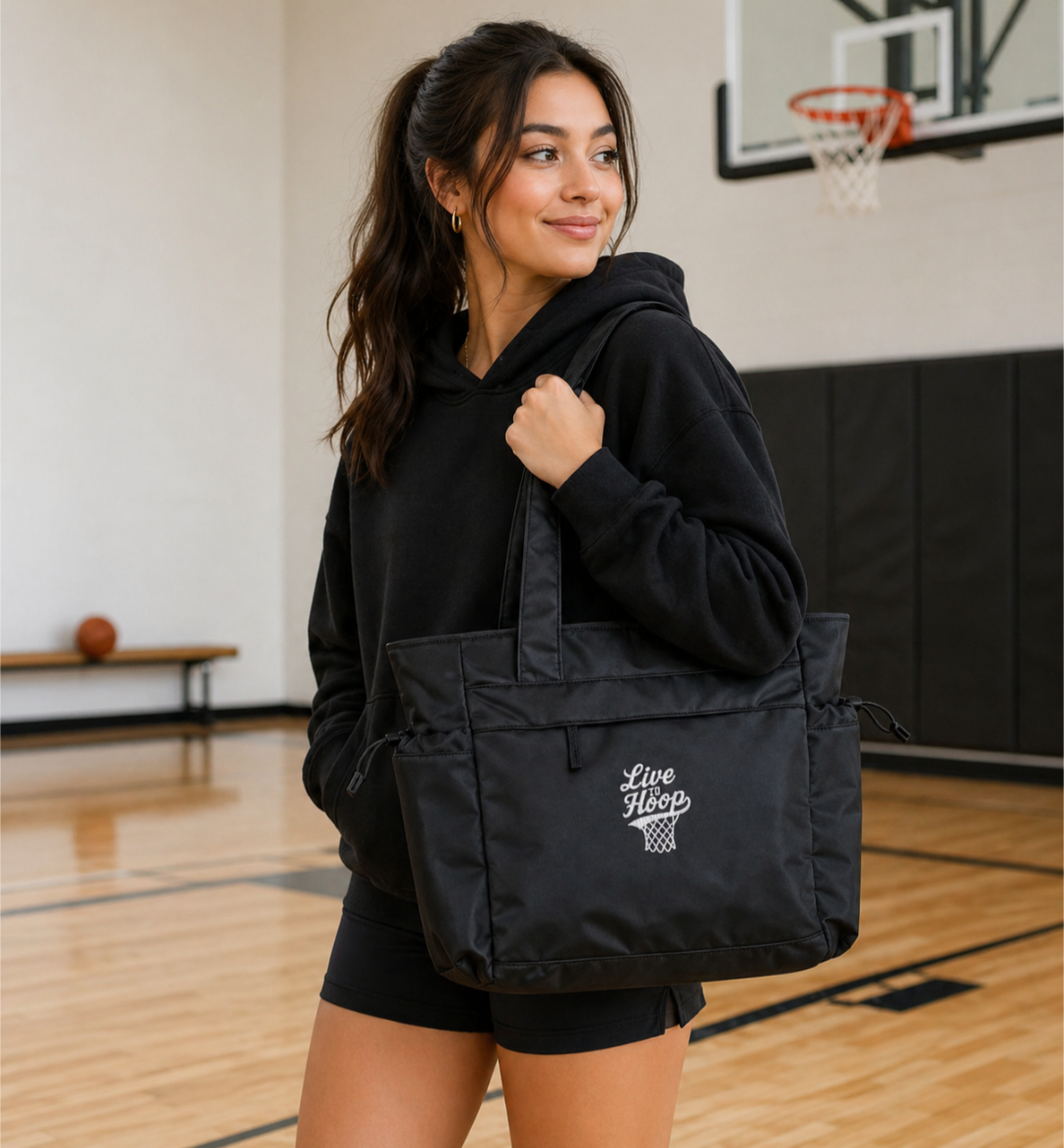 Live to Hoop Oversized Varsity Tote